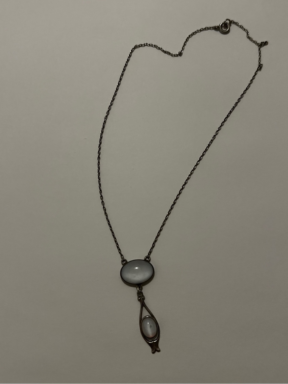 Authentic Antique Art Nouveau Moonstone Necklace in Sterling